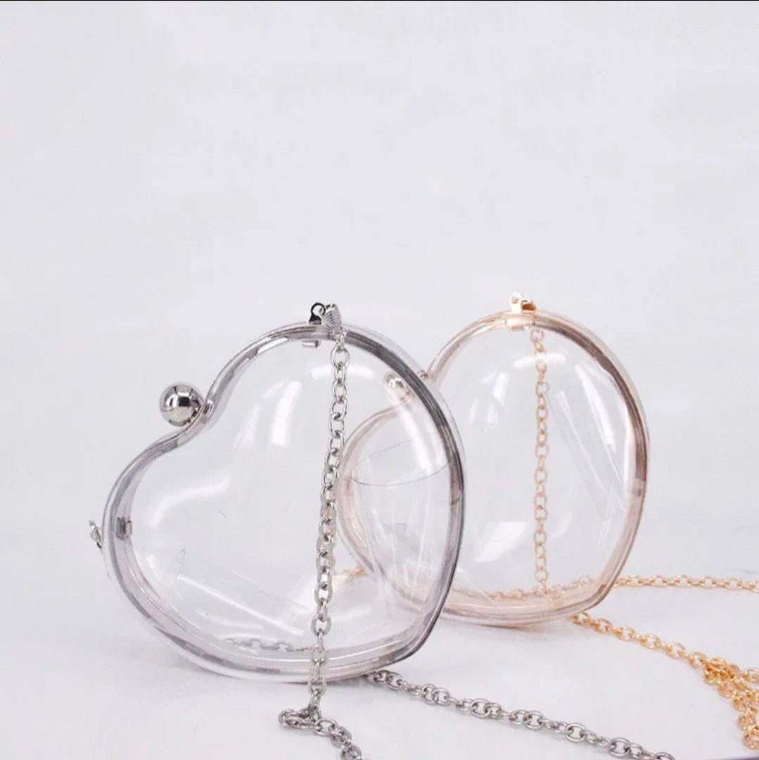 Imperfection At Its Best Clear Heart Mini Crossbody Purse