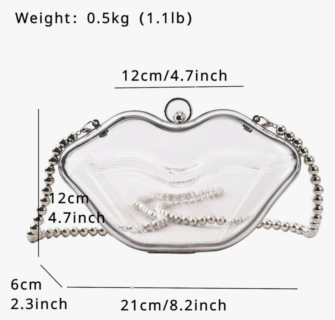 clear lip purse transparent crossbody bag for concerts
stadium approved clear purse for festivals and events
lip shaped transparent bag for women fashion accessory
small clear purse for concerts and stadium security
transparent crossbody bag for travel and everyday use