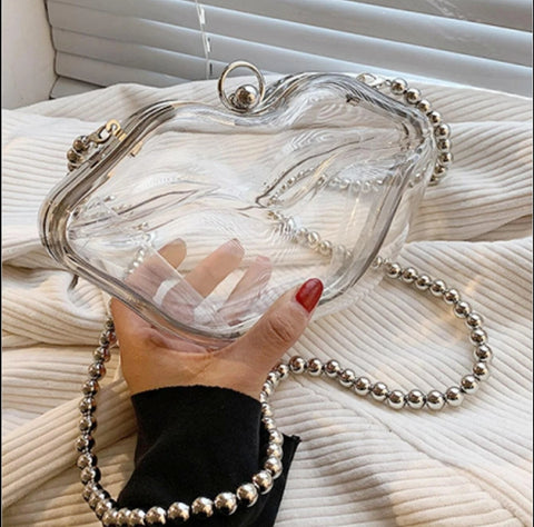 Clear Lip Purse Over The Shoulder Bag And Cross Body Bag Stadium Approved Transparent Lip Purse for Concert Sport Event Festival Traveling