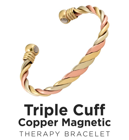 Imperfection At Its Best-Copper Magnetic Therapy Bracelet Triple Twist Cuff