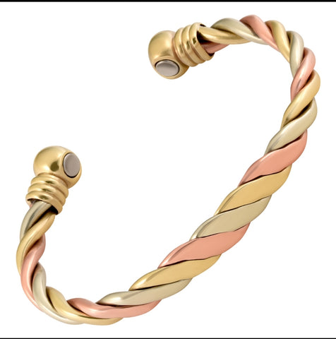Imperfection At Its Best-Copper Magnetic Therapy Bracelet Triple Twist Cuff