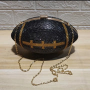 Glamorous Diamond Football-Shaped Clutch Bag