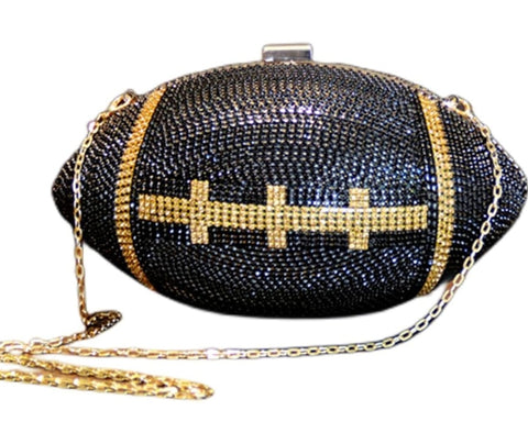 Glamorous Diamond Football-Shaped Clutch Bag