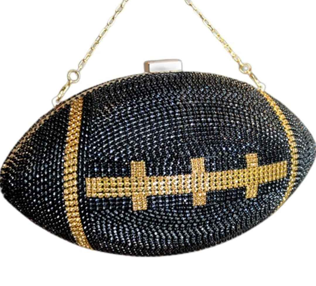 Bling Football Rhinestone Clutch – Sparkling Game Day Evening Bag