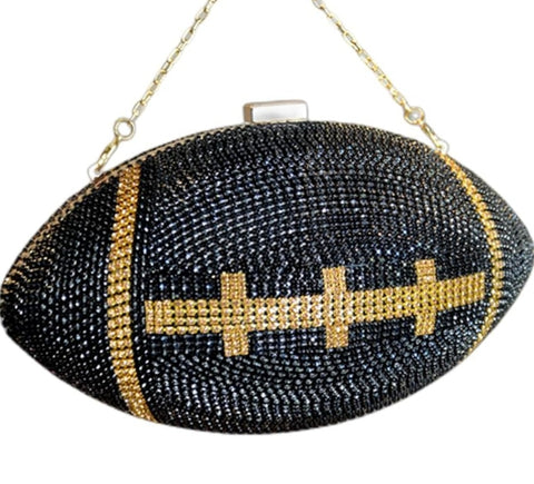 Glamorous Diamond Football-Shaped Clutch Bag