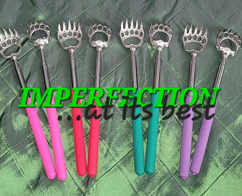 Imperfection At Its Best-Bear Claw Back Scratcher Extendable, Metal with Rubber Handled